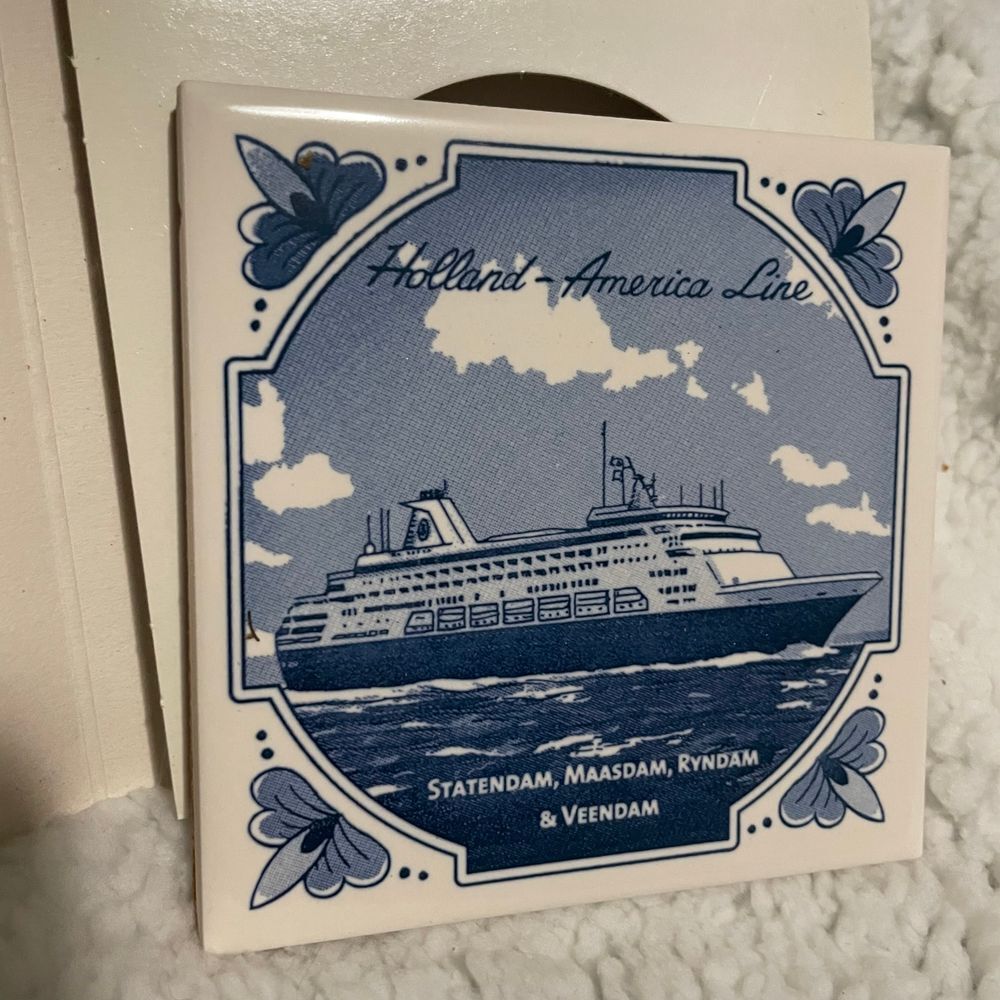 Holland America Line Blue‎ Delft Tile coasters Signature Class Ships collectible